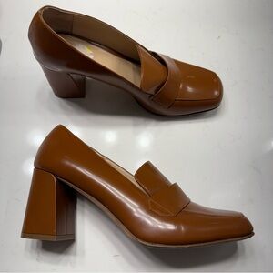 M. Gemi Block Heel Scuola Loafers In Luggage Size 9